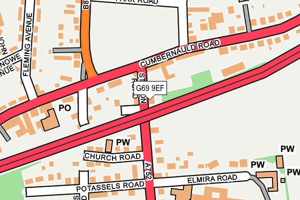 G69 9EF map - OS OpenMap – Local (Ordnance Survey)