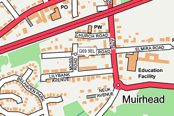 G69 9EL map - OS OpenMap – Local (Ordnance Survey)