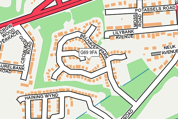 G69 9FA map - OS OpenMap – Local (Ordnance Survey)