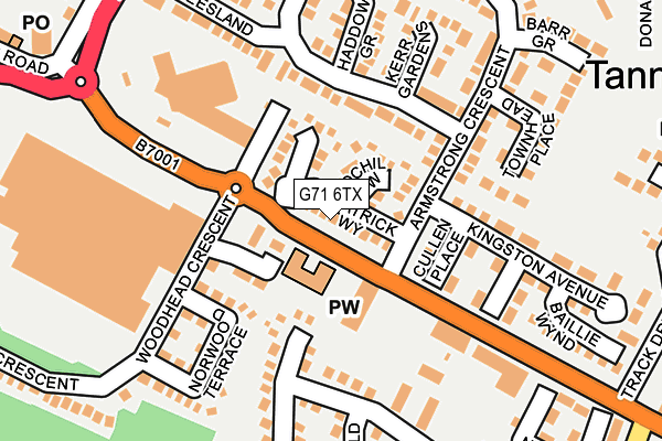 G71 6TX map - OS OpenMap – Local (Ordnance Survey)