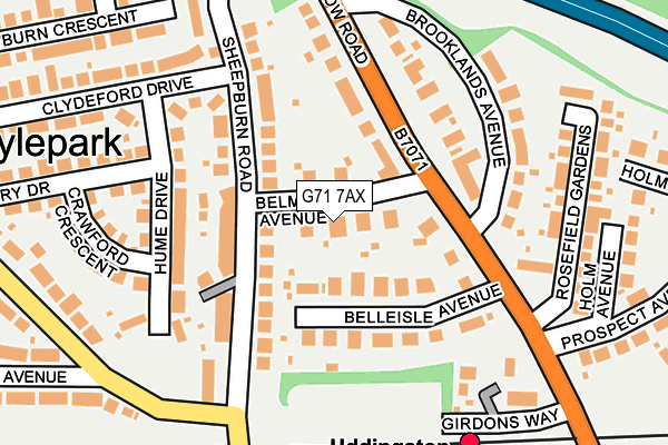 G71 7AX map - OS OpenMap – Local (Ordnance Survey)