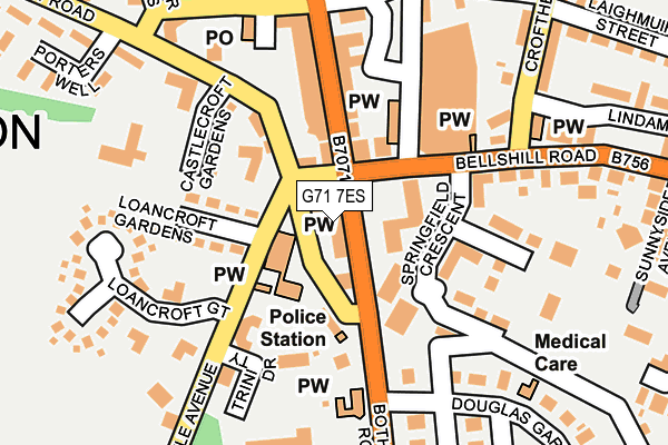 G71 7ES map - OS OpenMap – Local (Ordnance Survey)