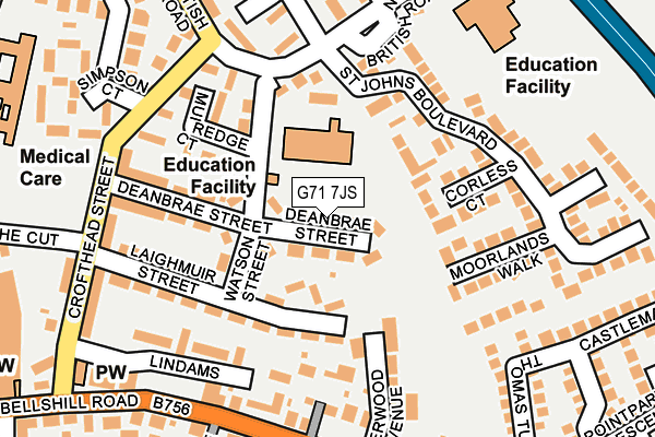 G71 7JS map - OS OpenMap – Local (Ordnance Survey)