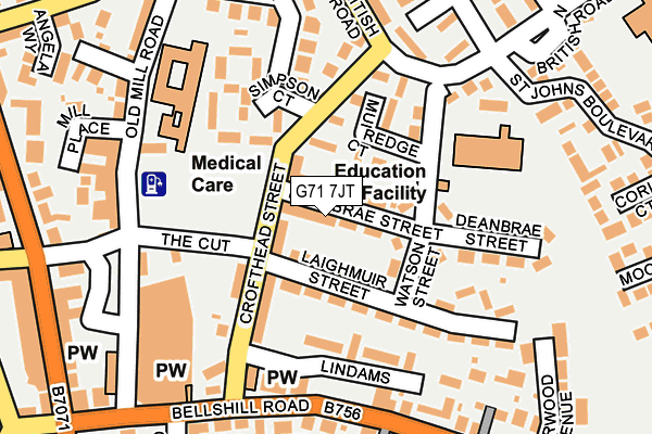 G71 7JT map - OS OpenMap – Local (Ordnance Survey)