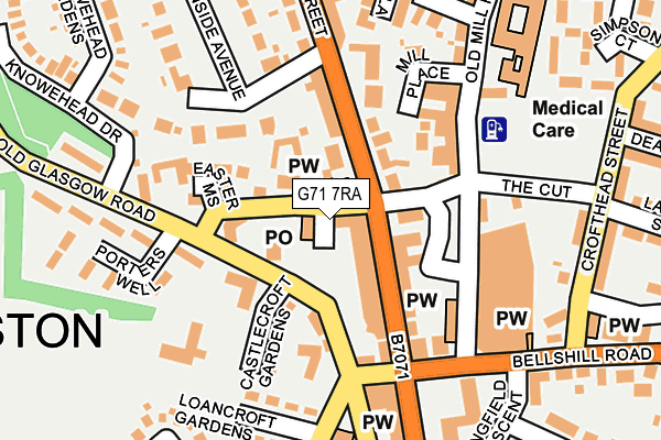 G71 7RA map - OS OpenMap – Local (Ordnance Survey)