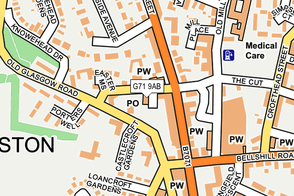 G71 9AB map - OS OpenMap – Local (Ordnance Survey)