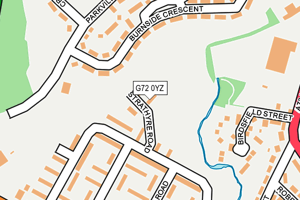 G72 0YZ map - OS OpenMap – Local (Ordnance Survey)