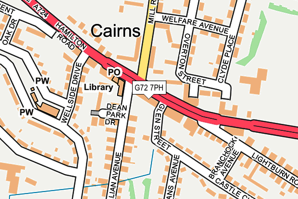 G72 7PH map - OS OpenMap – Local (Ordnance Survey)
