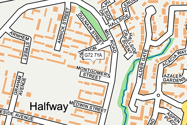 G72 7YA map - OS OpenMap – Local (Ordnance Survey)