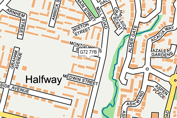 G72 7YB map - OS OpenMap – Local (Ordnance Survey)