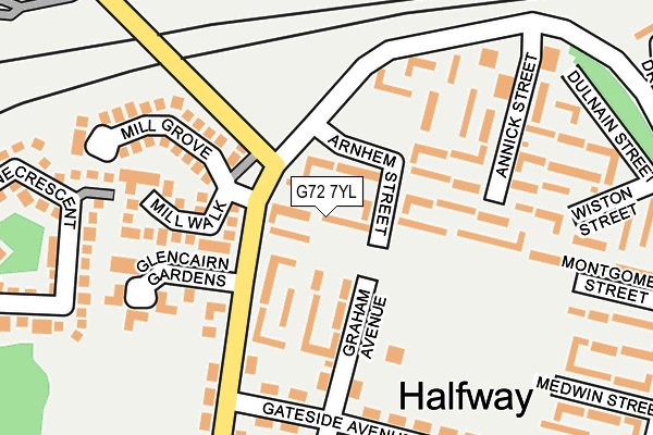 G72 7YL map - OS OpenMap – Local (Ordnance Survey)