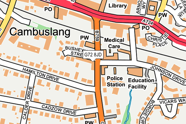 G72 8JD map - OS OpenMap – Local (Ordnance Survey)