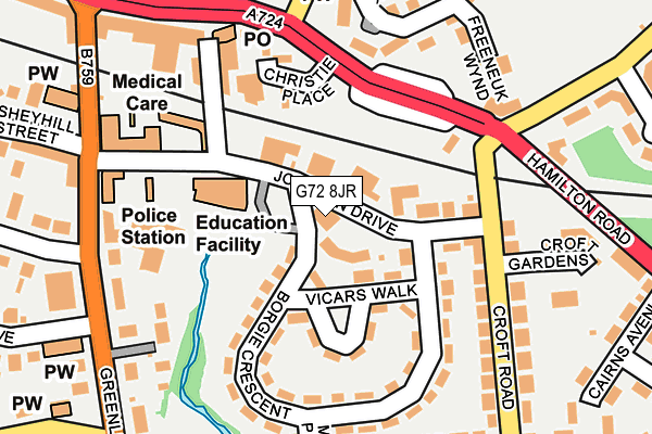G72 8JR map - OS OpenMap – Local (Ordnance Survey)