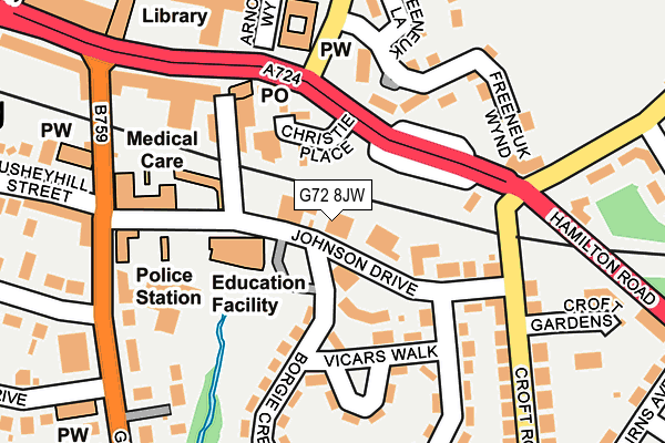 G72 8JW map - OS OpenMap – Local (Ordnance Survey)