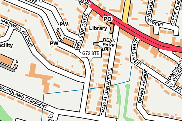 G72 8TB map - OS OpenMap – Local (Ordnance Survey)