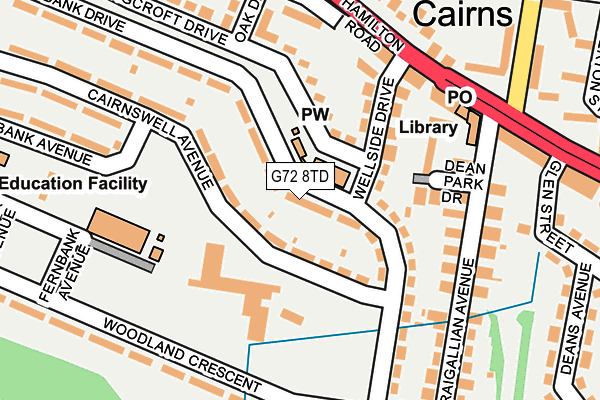 G72 8TD map - OS OpenMap – Local (Ordnance Survey)