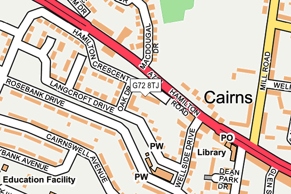 G72 8TJ map - OS OpenMap – Local (Ordnance Survey)