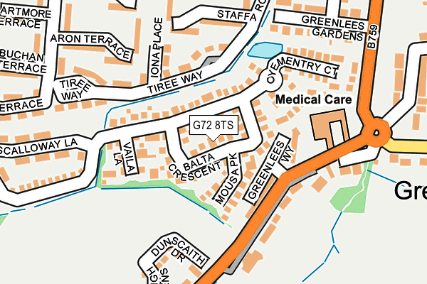 G72 8TS map - OS OpenMap – Local (Ordnance Survey)