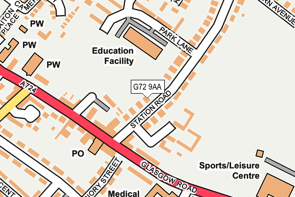 G72 9AA map - OS OpenMap – Local (Ordnance Survey)