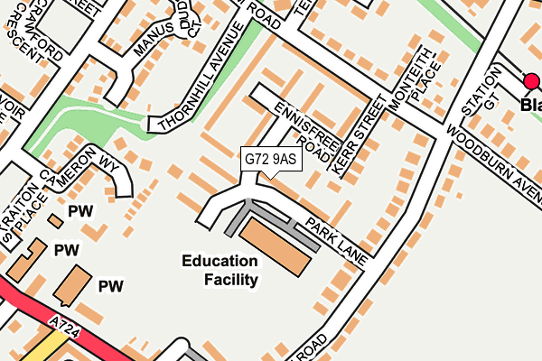 G72 9AS map - OS OpenMap – Local (Ordnance Survey)