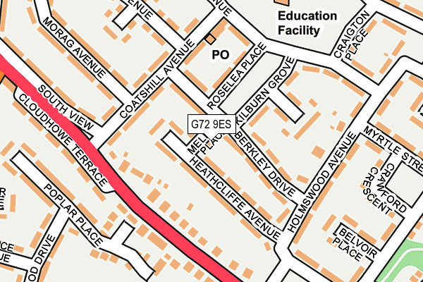 G72 9ES map - OS OpenMap – Local (Ordnance Survey)