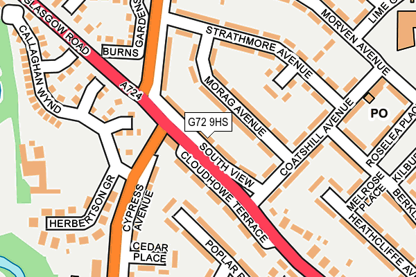 G72 9HS map - OS OpenMap – Local (Ordnance Survey)