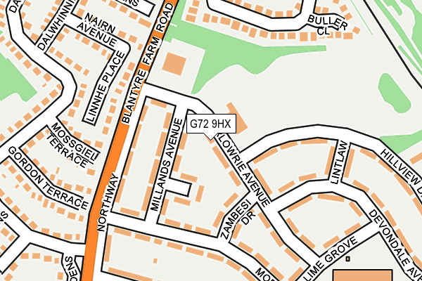 G72 9HX map - OS OpenMap – Local (Ordnance Survey)