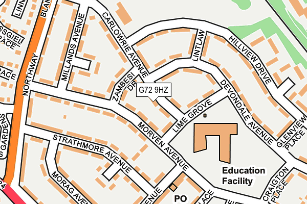 G72 9HZ map - OS OpenMap – Local (Ordnance Survey)