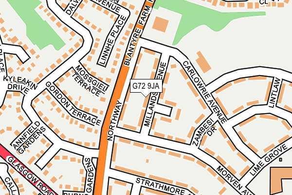 G72 9JA map - OS OpenMap – Local (Ordnance Survey)