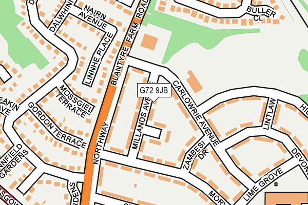 G72 9JB map - OS OpenMap – Local (Ordnance Survey)