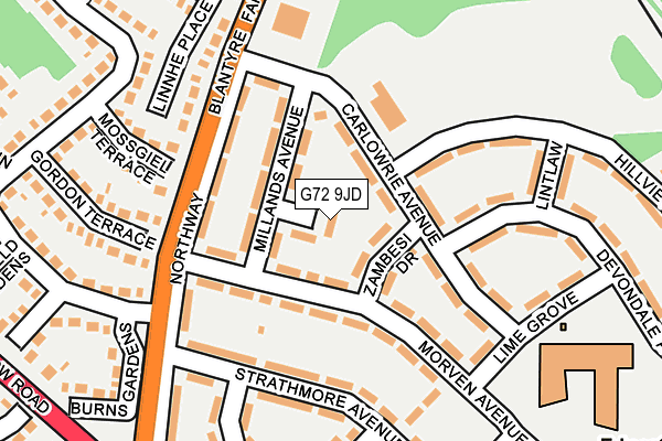 G72 9JD map - OS OpenMap – Local (Ordnance Survey)