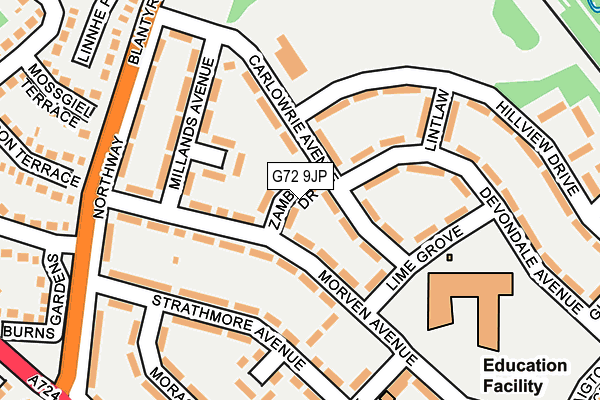 G72 9JP map - OS OpenMap – Local (Ordnance Survey)