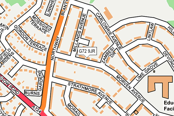 G72 9JR map - OS OpenMap – Local (Ordnance Survey)