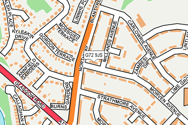 G72 9JS map - OS OpenMap – Local (Ordnance Survey)