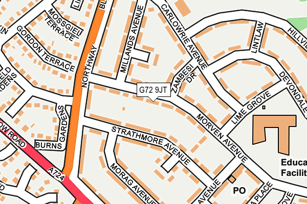 G72 9JT map - OS OpenMap – Local (Ordnance Survey)