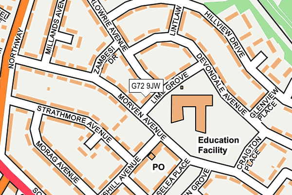 G72 9JW map - OS OpenMap – Local (Ordnance Survey)