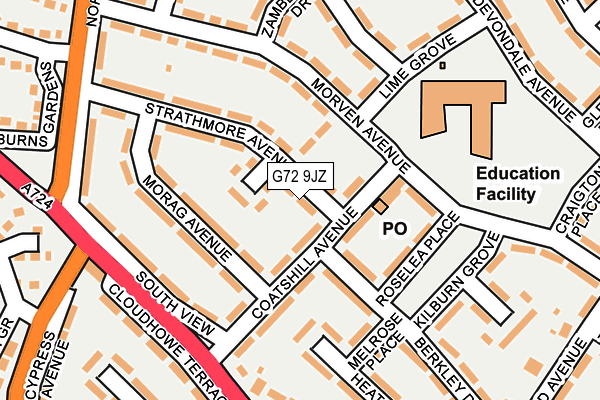 G72 9JZ map - OS OpenMap – Local (Ordnance Survey)