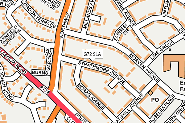 G72 9LA map - OS OpenMap – Local (Ordnance Survey)