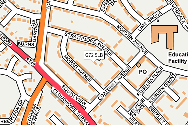 G72 9LB map - OS OpenMap – Local (Ordnance Survey)