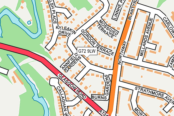 G72 9LW map - OS OpenMap – Local (Ordnance Survey)