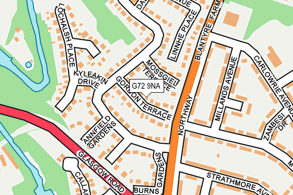 G72 9NA map - OS OpenMap – Local (Ordnance Survey)