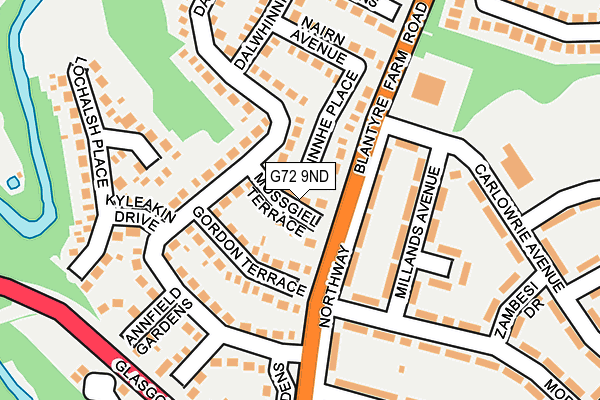 G72 9ND map - OS OpenMap – Local (Ordnance Survey)