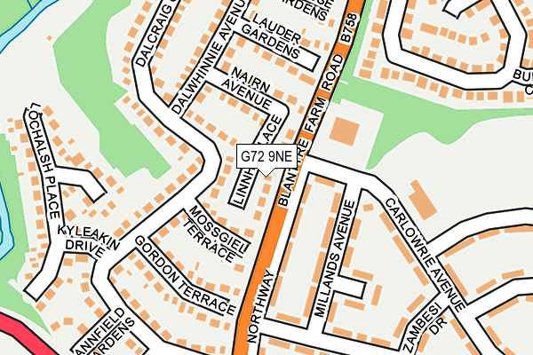 G72 9NE map - OS OpenMap – Local (Ordnance Survey)