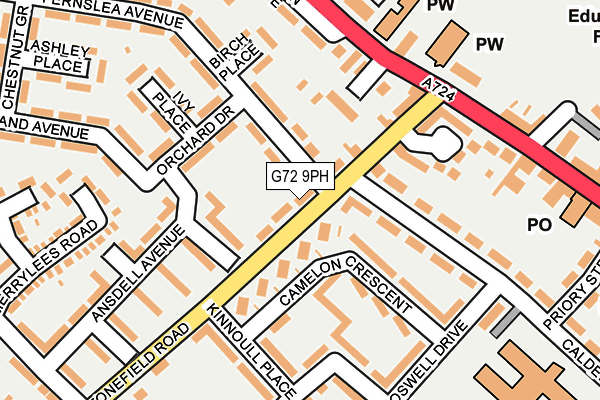 G72 9PH map - OS OpenMap – Local (Ordnance Survey)