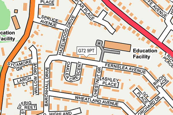 G72 9PT map - OS OpenMap – Local (Ordnance Survey)