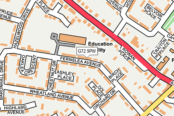 G72 9PW map - OS OpenMap – Local (Ordnance Survey)