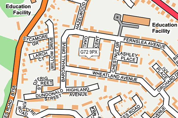 G72 9PX map - OS OpenMap – Local (Ordnance Survey)