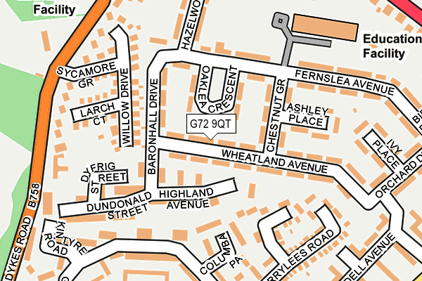 G72 9QT map - OS OpenMap – Local (Ordnance Survey)