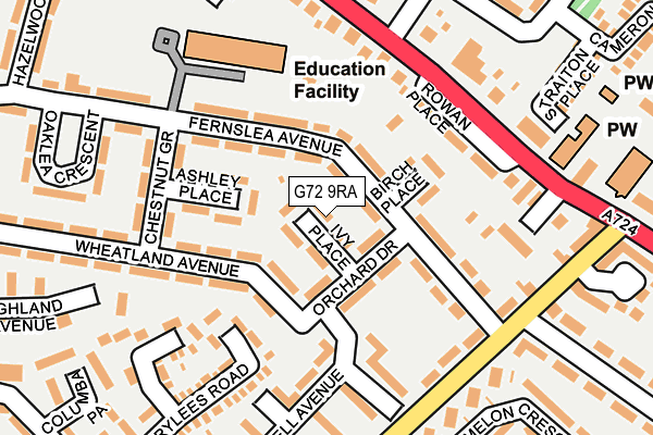 G72 9RA map - OS OpenMap – Local (Ordnance Survey)