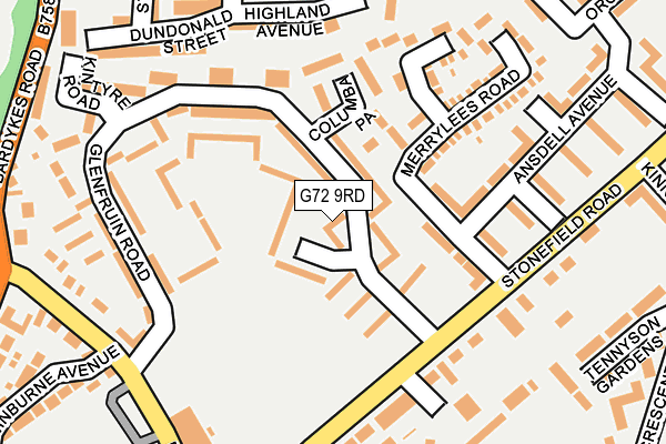 G72 9RD map - OS OpenMap – Local (Ordnance Survey)
